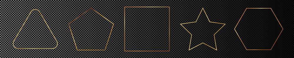 Gold glowing different geometric shape frame vector