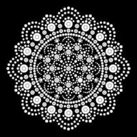 punto mandala colorante página para relajación y meditación. aborigen tradicional Arte. punto pintura de moda gente diseño aislado en negro antecedentes colorante libro para niños y adultos vector