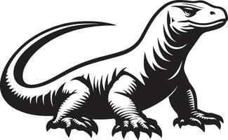 Komodo Dragon animal silhouette illustration on white background. vector