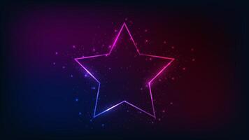 Neon frame in star form with shining effects vector