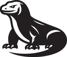 Komodo Dragon animal silhouette icon illustration on white background. vector