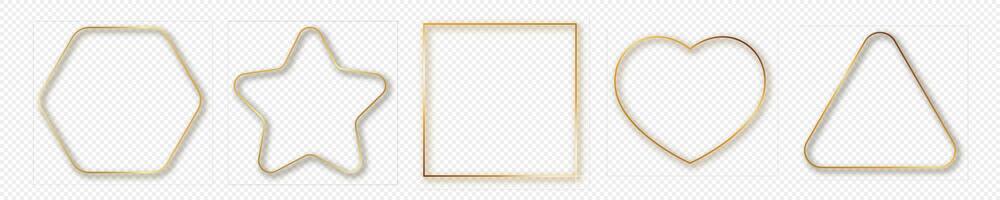 Gold glowing different geometric shape frame vector