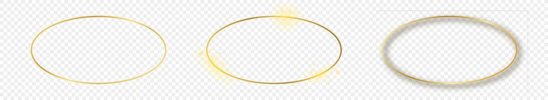 Gold glowing oval shape frame vector