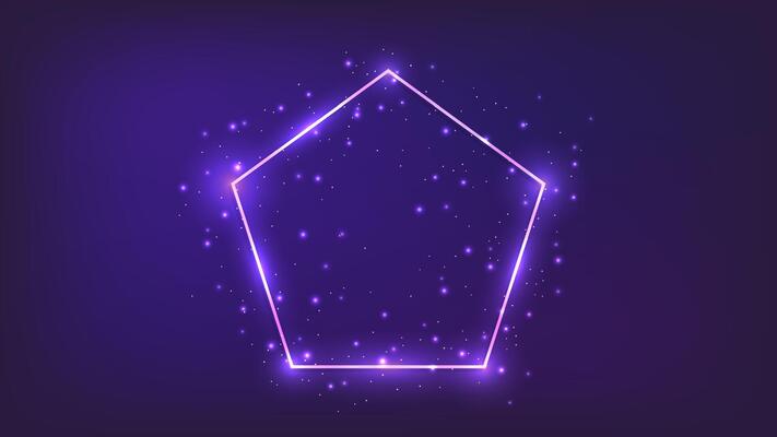Neon frame in pentagon form with shining effects