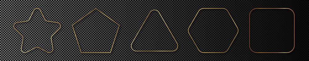 Gold glowing different geometric shape frame vector