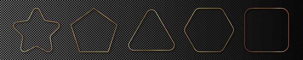 Gold glowing different geometric shape frame vector