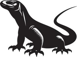 Komodo Dragon side view silhouette illustration on white background. vector