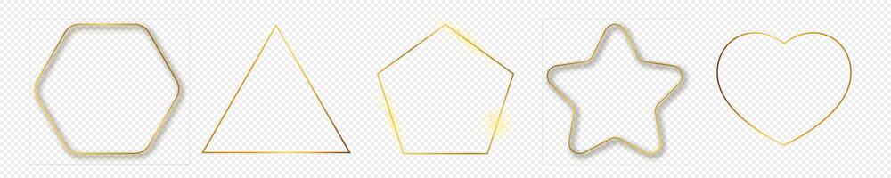 Gold glowing different geometric shape frame vector