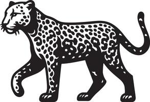 Leopard walking silhouette illustration on white background. vector