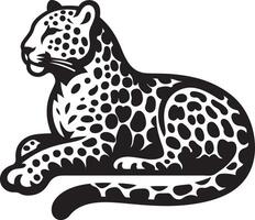 Silent Leopard silhouette illustration on white background. vector