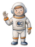 drawing style astronaut waving hello png