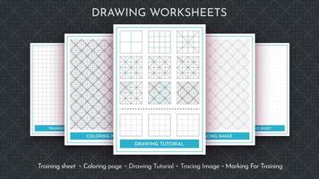 How to Draw a Pattern. Step by Step Drawing Tutorial. Draw Guide Worksheet. Simple Instruction for Kids and Adults vector