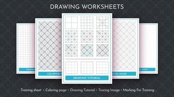 How to Draw a Pattern. Step by Step Drawing Tutorial. Draw Guide Worksheet. Simple Instruction for Kids and Adults vector