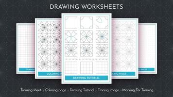 How to Draw a Pattern. Step by Step Drawing Tutorial. Draw Guide Worksheet. Simple Instruction for Kids and Adults vector