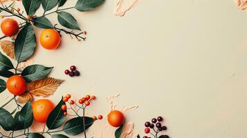 Top view background with tangerines and orange fruits photo