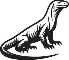 Komodo Dragon silhouette illustration on white background. vector