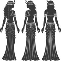 Silhouette independent egyptian women wearing tob sebleh black color only vector