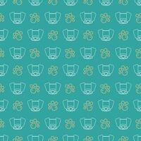 Seamless pattern with a dogs muzzle and paw. Doodle outline illustration. vector