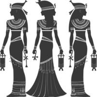 Silhouette independent egyptian women wearing tob sebleh black color only vector