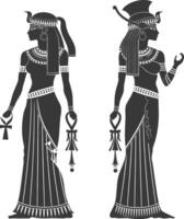 Silhouette independent egyptian women wearing tob sebleh black color only vector