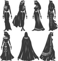 Silhouette independent egyptian women wearing tob sebleh black color only vector