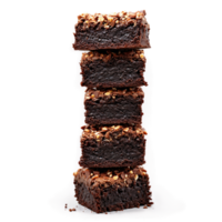 Brownies with fudgy center and crackly top in stack suspended Food and culinary concept png