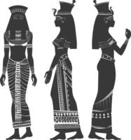 Silhouette independent egyptian women wearing tob sebleh black color only vector