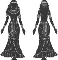 Silhouette independent egyptian women wearing tob sebleh black color only vector