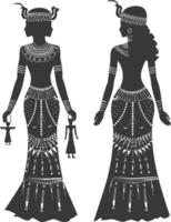 Silhouette independent egyptian women wearing tob sebleh black color only vector