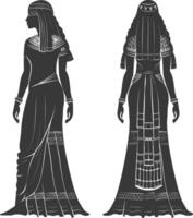 silueta independiente egipcio mujer vistiendo tob sebleh negro color solamente vector