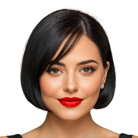 Classic Beauty A timeless beauty with dark hair in a classic bob wearing a little png