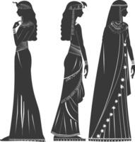 Silhouette independent egyptian women wearing tob sebleh black color only vector