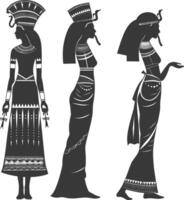 Silhouette independent egyptian women wearing tob sebleh black color only vector