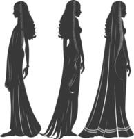 Silhouette independent egyptian women wearing tob sebleh black color only vector
