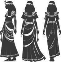 Silhouette independent egyptian women wearing tob sebleh black color only vector