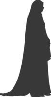 Silhouette independent emirates women wearing Abaya black color only vector