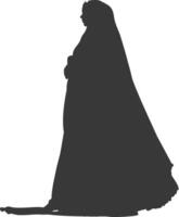 Silhouette independent emirates women wearing Abaya black color only vector