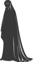 Silhouette independent emirates women wearing Abaya black color only vector