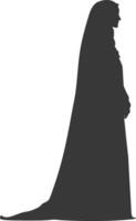 Silhouette independent emirates women wearing Abaya black color only vector