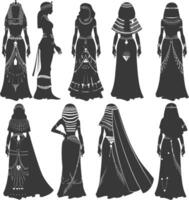 Silhouette independent egyptian women wearing tob sebleh black color only vector