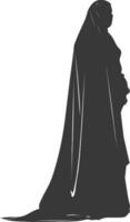 Silhouette independent emirates women wearing Abaya black color only vector