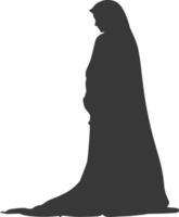 Silhouette independent emirates women wearing Abaya black color only vector