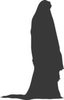 Silhouette independent emirates women wearing Abaya black color only vector