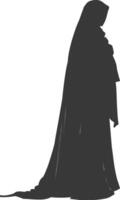 Silhouette independent emirates women wearing Abaya black color only vector