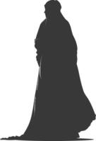 Silhouette independent emirates women wearing Abaya black color only vector