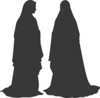 Silhouette independent emirates women wearing Abaya black color only vector