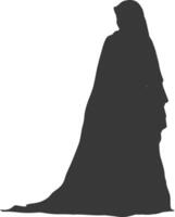 Silhouette independent emirates women wearing Abaya black color only vector