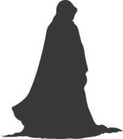 Silhouette independent emirates women wearing Abaya black color only vector