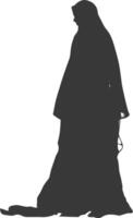 Silhouette independent emirates women wearing Abaya black color only vector