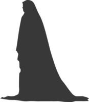 Silhouette independent emirates women wearing Abaya black color only vector